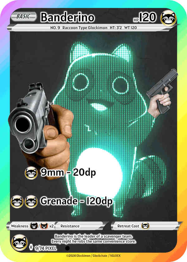 Pixel Raccoon Glockimon