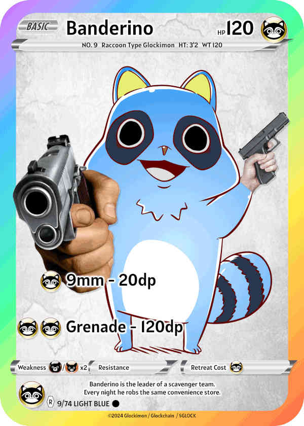 Light Blue Raccoon Glockimon